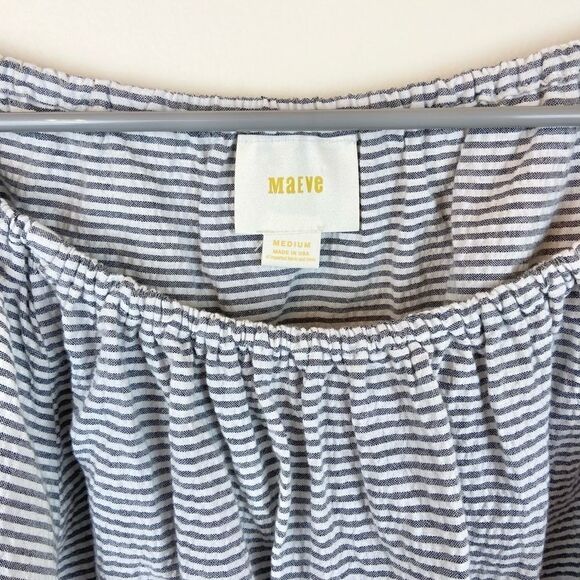 Anthropologie Maeve Off-The-Shoulder Stripe Poplin Top - Picture 7 of 7